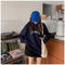 IMG 104 of Sweatshirt Women Korean Loose Printed Mid-Length All-Matching BFHarajuku Blue Tops Outerwear
