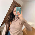 Demure Pink Women T-Shirt Elegant Slim Look Long Sleeved Casual Solid Colored Soothing Matching Outerwear