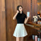 IMG 123 of Hong Kong Gray Pleated Skirt Women Korean Black High Waist A-Line Student All-Matching Skirt