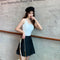 IMG 137 of Hong Kong Gray Pleated Skirt Women Korean Black High Waist A-Line Student All-Matching Skirt