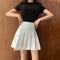 IMG 126 of Hong Kong Gray Pleated Skirt Women Korean Black High Waist A-Line Student All-Matching Skirt