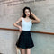 IMG 135 of Hong Kong Gray Pleated Skirt Women Korean Black High Waist A-Line Student All-Matching Skirt