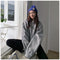 IMG 117 of Sweatshirt Women Korean Loose Printed Mid-Length All-Matching BFHarajuku Blue Tops Outerwear
