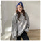 IMG 116 of Sweatshirt Women Korean Loose Printed Mid-Length All-Matching BFHarajuku Blue Tops Outerwear