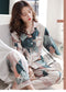 IMG 103 of Streaming Popular Casual Pajamas Women Cardigan Sleeve Length Pants Europe Loungewear Sets Sleepwear