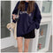 IMG 107 of Sweatshirt Women Korean Loose Printed Mid-Length All-Matching BFHarajuku Blue Tops Outerwear