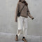 IMG 105 of Europe High Collar Cashmere Women Thick Sweater Loose Lazy Knitted Plus Size Undershirt Outerwear