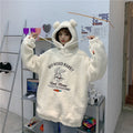 IMG 108 of Embroidery Sweatshirt Women Thick Loose Korean Hooded Tops Outerwear