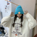 IMG 106 of Embroidery Sweatshirt Women Thick Loose Korean Hooded Tops Outerwear