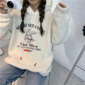 IMG 113 of Embroidery Sweatshirt Women Thick Loose Korean Hooded Tops Outerwear