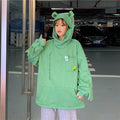 IMG 109 of Thick Trendy Niche Green Hooded Sweatshirt Women ins Korean Loose Slim Look Tops Outerwear