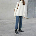 IMG 108 of Europe High Collar Cashmere Women Thick Sweater Loose Lazy Knitted Plus Size Undershirt Outerwear