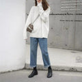 IMG 121 of Europe High Collar Cashmere Women Thick Sweater Loose Lazy Knitted Plus Size Undershirt Outerwear