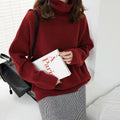 Europe High Collar Cashmere Women Thick Sweater Loose Lazy Knitted Plus Size Matching Outerwear