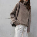 IMG 104 of Europe High Collar Cashmere Women Thick Sweater Loose Lazy Knitted Plus Size Undershirt Outerwear