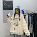 IMG 111 of Embroidery Sweatshirt Women Thick Loose Korean Hooded Tops Outerwear
