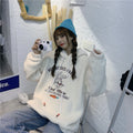 IMG 114 of Embroidery Sweatshirt Women Thick Loose Korean Hooded Tops Outerwear