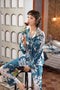 IMG 120 of Streaming Popular Casual Pajamas Women Cardigan Sleeve Length Pants Europe Loungewear Sets Sleepwear