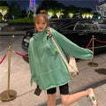 IMG 106 of Thick Trendy Niche Green Hooded Sweatshirt Women ins Korean Loose Slim Look Tops Outerwear