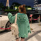 IMG 107 of Thick Trendy Niche Green Hooded Sweatshirt Women ins Korean Loose Slim Look Tops Outerwear