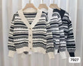 Img 6 - Knitted Cardigan Women Lazy Trendy Short Loose Slim-Look V-Neck Long Sleeved Tops Sweater
