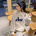 IMG 104 of High Collar Embroidery Sweatshirt Women Thick Student Loose Korean Hong Kong Tops Outerwear