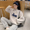 IMG 107 of High Collar Embroidery Sweatshirt Women Thick Student Loose Korean Hong Kong Tops Outerwear