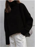 Europe High Collar Cashmere Women Thick Sweater Loose Lazy Knitted Plus Size Matching Outerwear