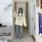 IMG 110 of Embroidery Sweatshirt Women Thick Loose Korean Hooded Tops Outerwear