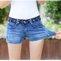 Img 2 - Summer Denim Shorts Women Student Stretchable Slim Look Ripped Lace Jeans Korean