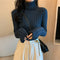 High Collar Matching Women Slim Look Knitted Long Sleeved Sweater Matching Outdoor Outerwear