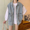 IMG 106 of Denim Vest Women Summer Loose Popular Trendy Outdoor All-Matching Korean Sleeveless Cargo Outerwear