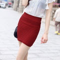 Img 2 - Striped Hip Flattering Women High Waist Slimming Stretchable Plus Size Pencil Skirt
