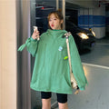 IMG 108 of Thick Trendy Niche Green Hooded Sweatshirt Women ins Korean Loose Slim Look Tops Outerwear