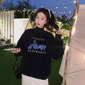 IMG 117 of High Collar Embroidery Sweatshirt Women Thick Student Loose Korean Hong Kong Tops Outerwear