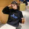 IMG 116 of High Collar Embroidery Sweatshirt Women Thick Student Loose Korean Hong Kong Tops Outerwear