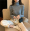 IMG 108 of High Collar Undershirt Women Slim Look Knitted Long Sleeved Sweater Under Outdoor Outerwear
