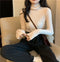 IMG 115 of High Collar Undershirt Women Slim Look Knitted Long Sleeved Sweater Under Outdoor Outerwear
