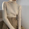 High Collar Matching Women Slim Look Knitted Long Sleeved Sweater Matching Outdoor Outerwear