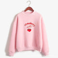 Women Harajuku Long Sleeved Alphabets Printed Pink Activewear Casual Adorable Pullover Outerwear