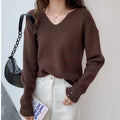 Img 2 - Trendy Elegant V-Neck Tops Undershirt Sweater Women Loose Casual Long Sleeved Lazy