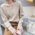 Img 1 - Trendy Elegant V-Neck Tops Undershirt Sweater Women Loose Casual Long Sleeved Lazy
