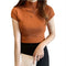 Img 5 - Half-Height Collar Women Short Sleeve Fitted Slimming Tops Sweater