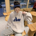 IMG 108 of High Collar Embroidery Sweatshirt Women Thick Student Loose Korean Hong Kong Tops Outerwear