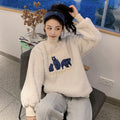 IMG 105 of High Collar Embroidery Sweatshirt Women Thick Student Loose Korean Hong Kong Tops Outerwear