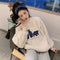 IMG 112 of High Collar Embroidery Sweatshirt Women Thick Student Loose Korean Hong Kong Tops Outerwear