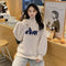 IMG 113 of High Collar Embroidery Sweatshirt Women Thick Student Loose Korean Hong Kong Tops Outerwear