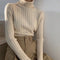 IMG 121 of High Collar Undershirt Women Slim Look Knitted Long Sleeved Sweater Under Outdoor Outerwear