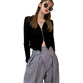 Img 5 - Tops Korean INS Sexy Zipper Polo Collar Long Sleeved Knitted Short Women Cardigan