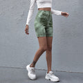 Img 2 - Europe Popular Shorts Green Dye Fitted All-Matching Women Mid-Length Riders Pants